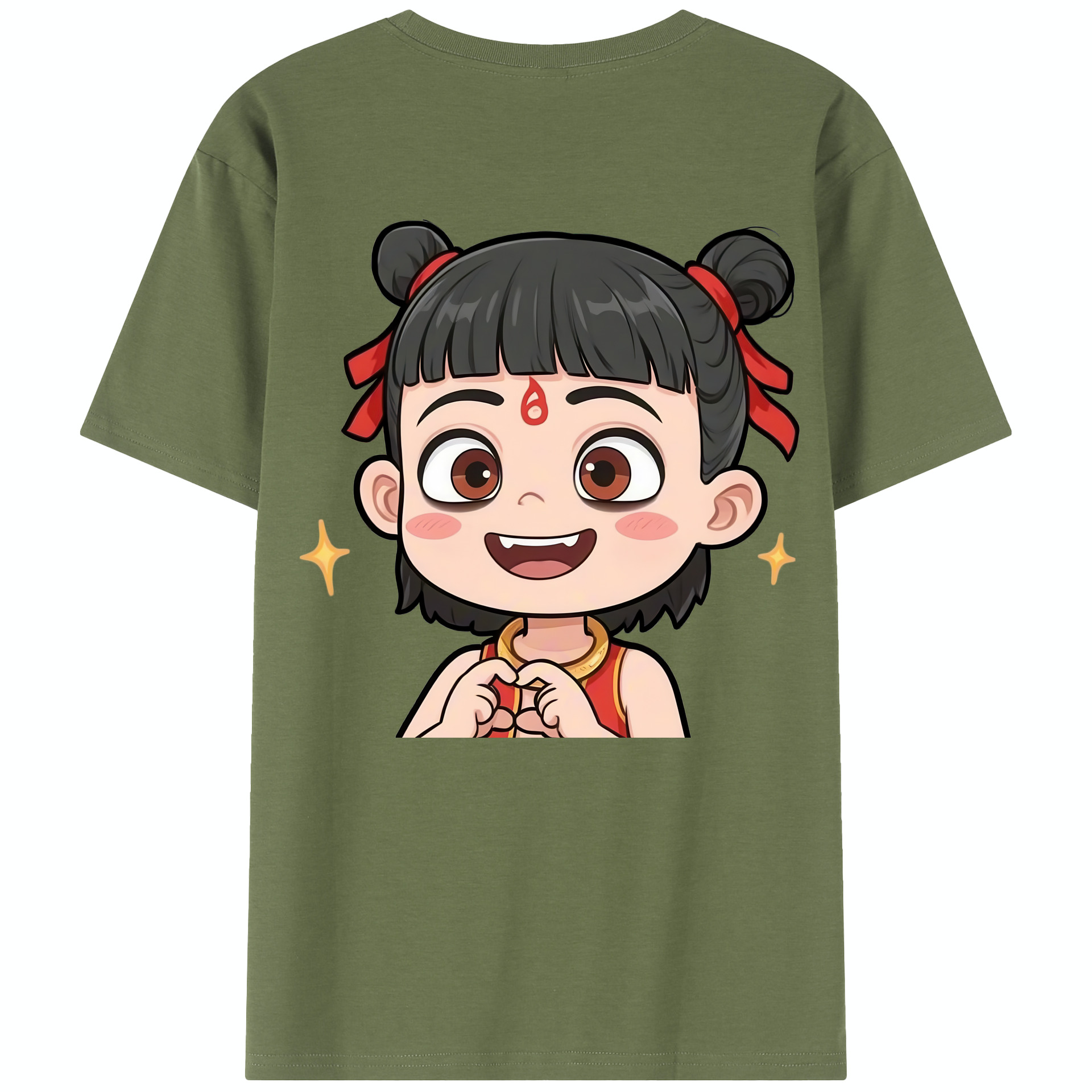 （画像用） Ne Zha 2 ナタ 魔童の大暴れ 綿100％半袖Tシャツ（背面プリント）